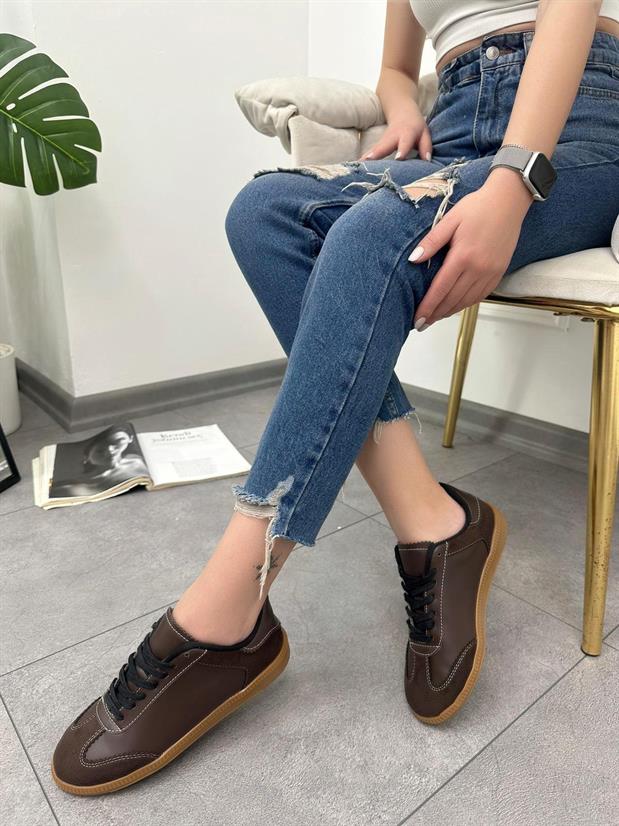 Kahve Cilt (Greece) Kadın Bağcıklı Sneakers