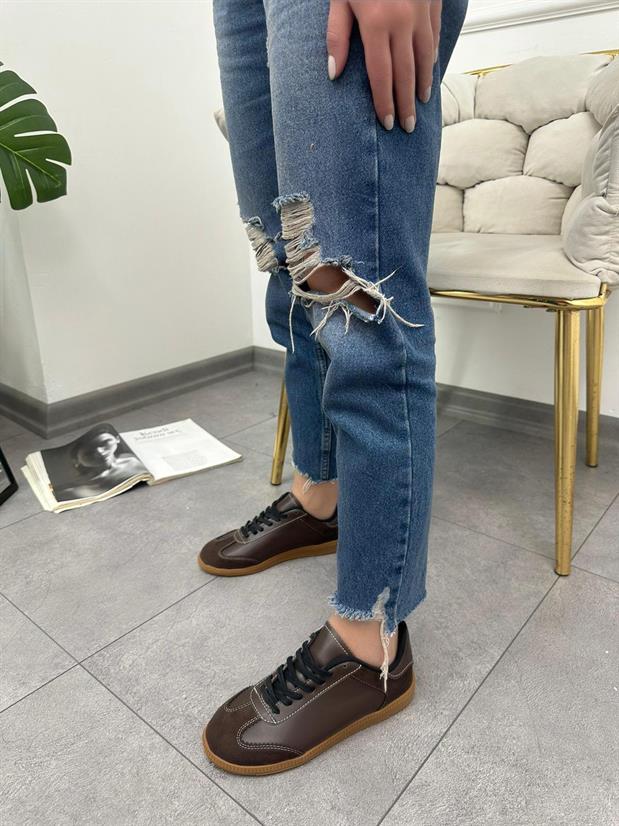 Kahve Cilt (Greece) Kadın Bağcıklı Sneakers