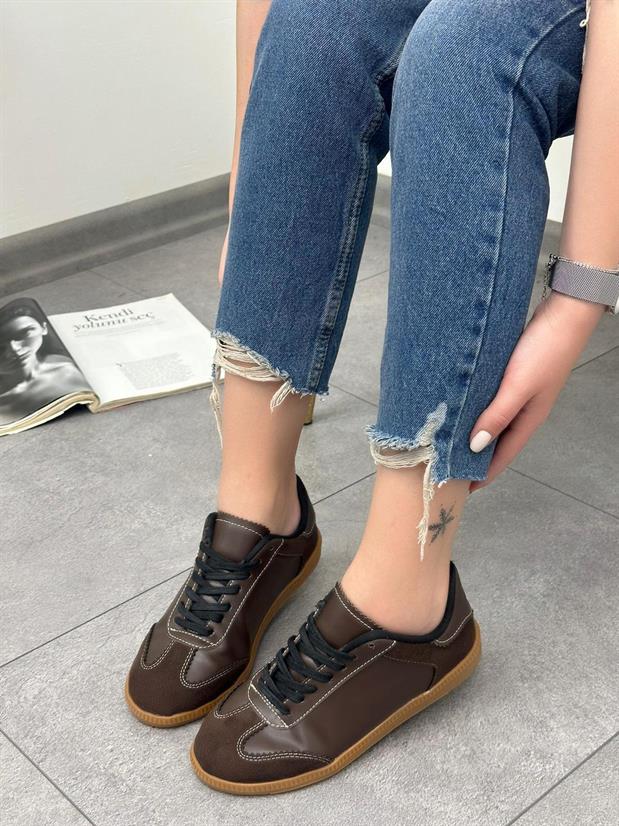 Kahve Cilt (Greece) Kadın Bağcıklı Sneakers