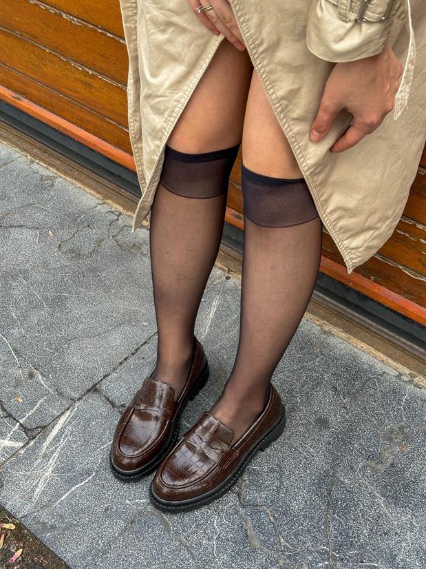 Kahve Cilt Kroko (Jerry) Kadın Loafer