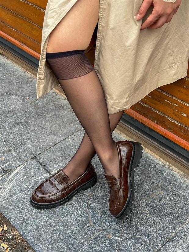 Kahve Cilt Kroko (Jerry) Kadın Loafer