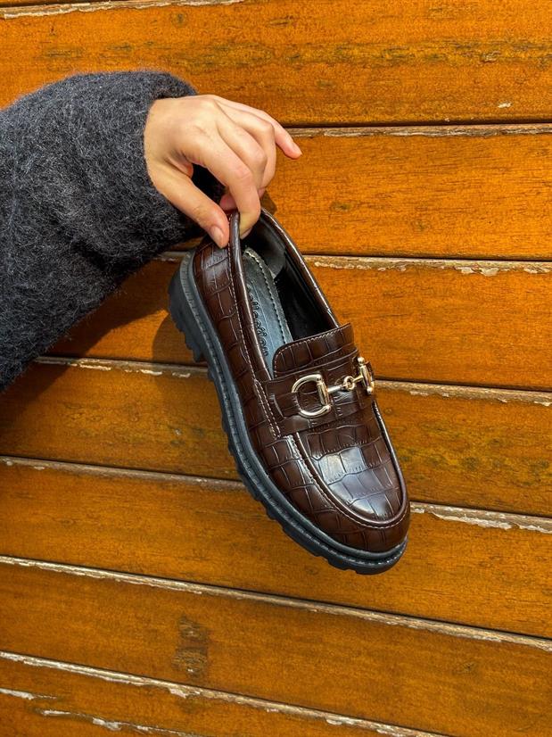 Kahve Kroko (Magnus) Toka Detay Kadın Loafer