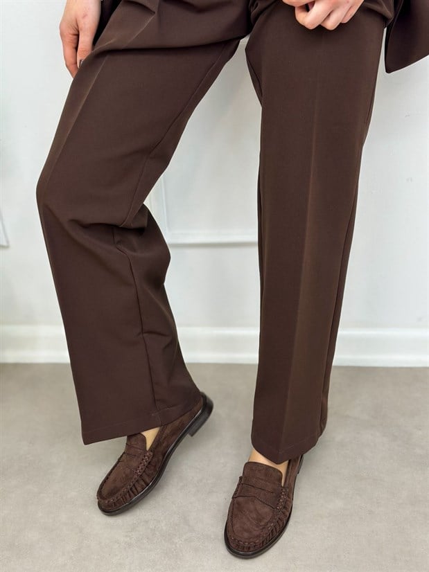 Kahve Süet (Barry) Saraç Detaylı Düz Taban Kadın Loafer