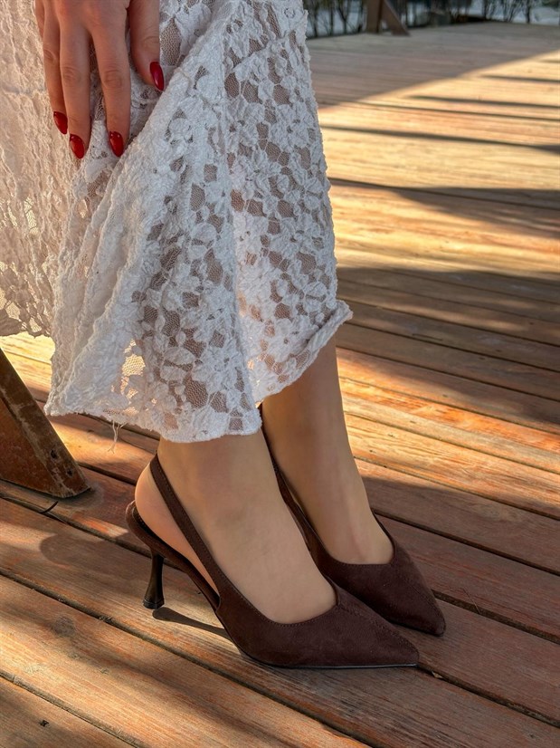 Kahve Süet (Ketty) Kadın Topuklu Stiletto