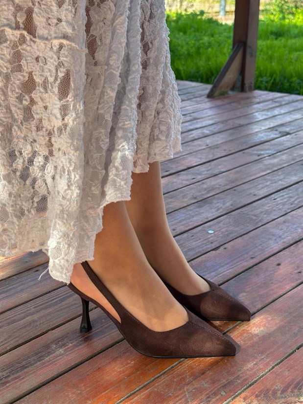 Kahve Süet (Ketty) Kadın Topuklu Stiletto