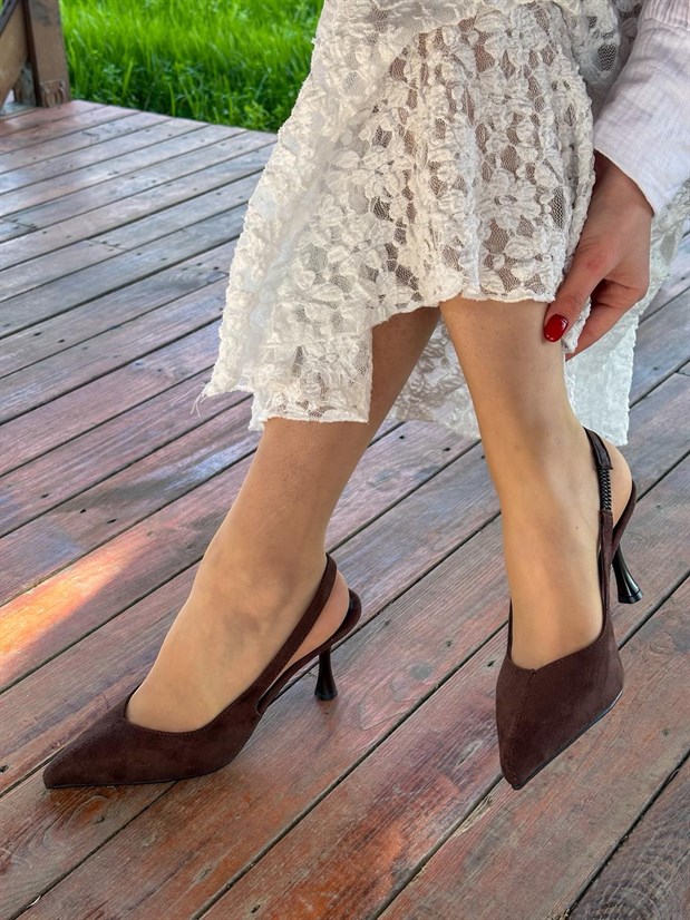 Kahve Süet (Ketty) Kadın Topuklu Stiletto