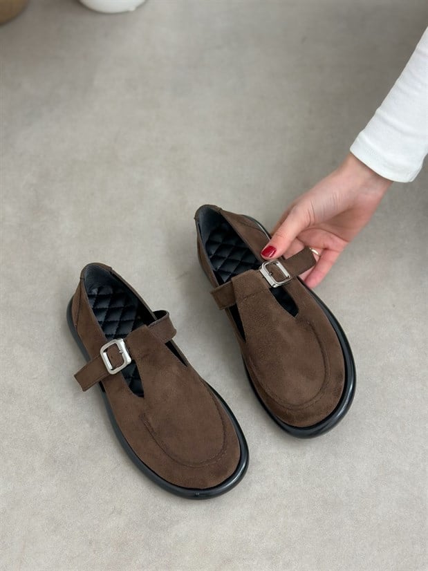 Kahve Süet (Olivia) Toka Detaylı Kadın Loafer