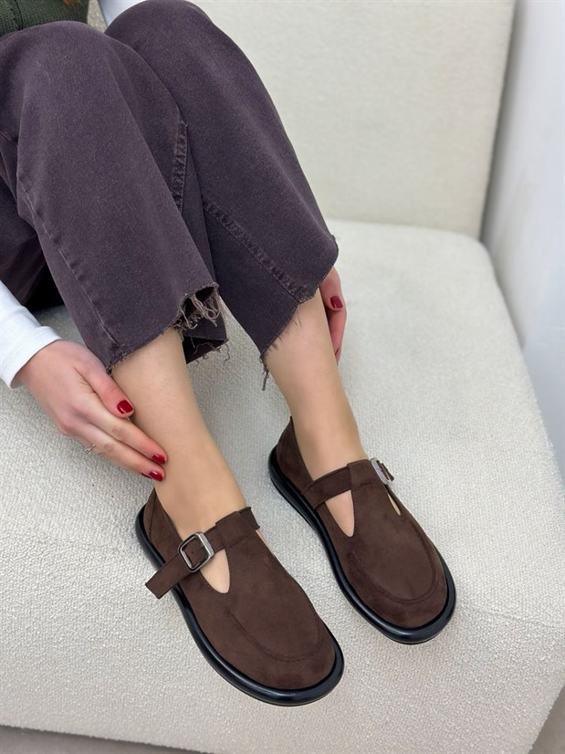 Kahve Süet (Olivia) Toka Detaylı Kadın Loafer