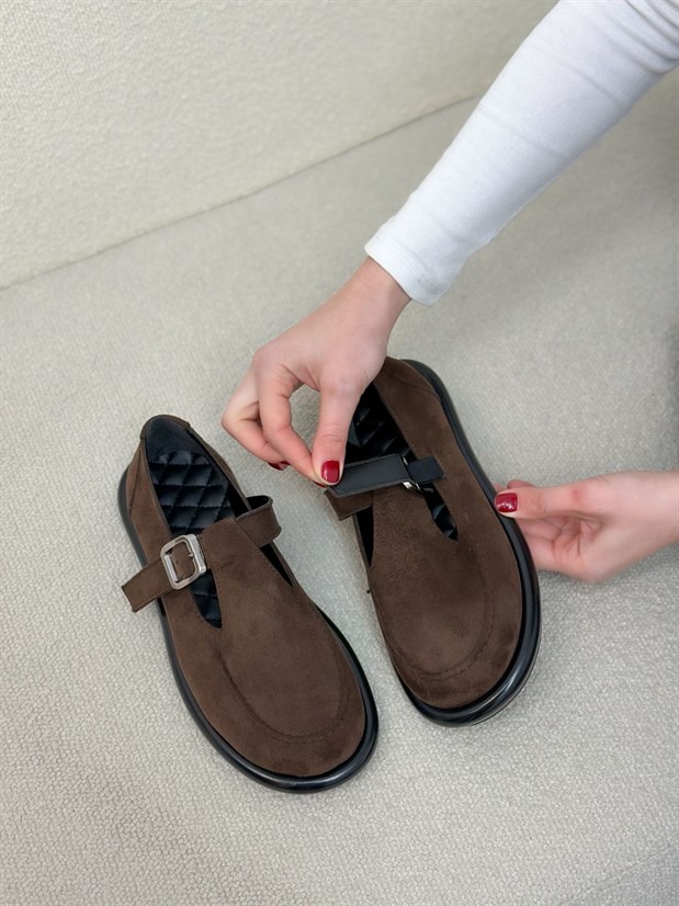 Kahve Süet (Olivia) Toka Detaylı Kadın Loafer