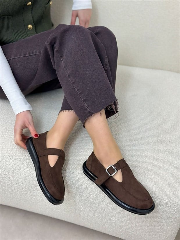 Kahve Süet (Olivia) Toka Detaylı Kadın Loafer