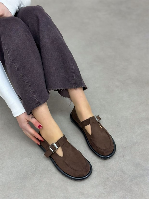 Kahve Süet (Olivia) Toka Detaylı Kadın Loafer