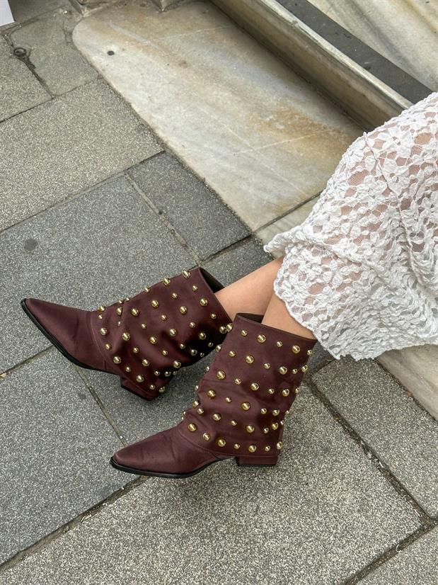 Kahve Süet (Rucci) Trok Detay Kadın Çizme