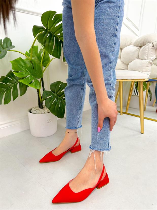 Kırmızı Saten (Terry) Kadın Babet