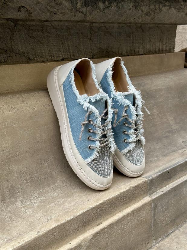 Kot Keten (Jule) Taş Bağcıklı Kadın Sneakers