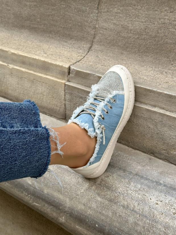Kot Keten (Jule) Taş Bağcıklı Kadın Sneakers