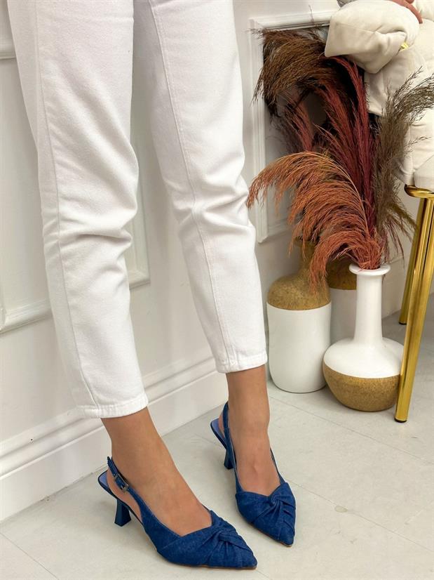 Kot Mavi (Bow) Fiyonk Detay Kadın Stiletto