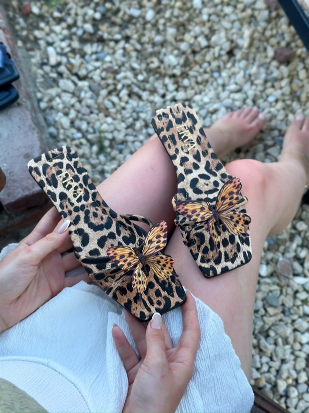 Leopar (Aisha) Leopar Kelebek Detay Kadın Terlik