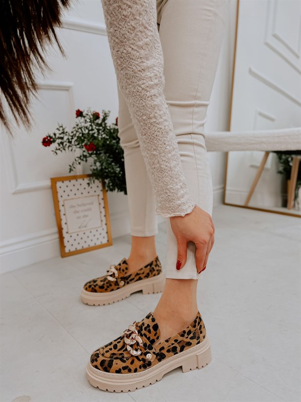 Leopar (Fabio) Üç Tokalı Kadın Loafer