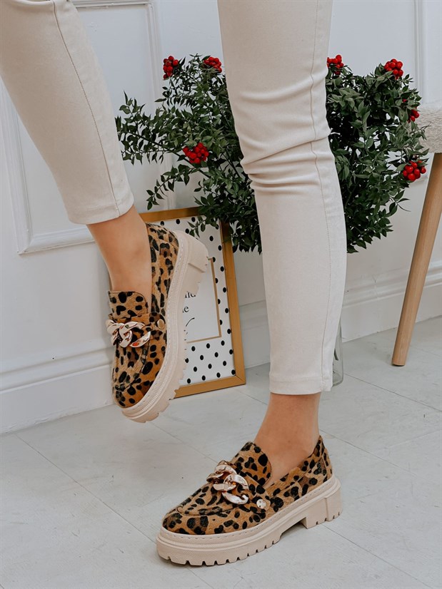 Leopar (Fabio) Üç Tokalı Kadın Loafer