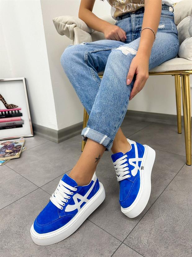 Mavi Beyaz (Tig) Kadın Bağcıklı Sneakers