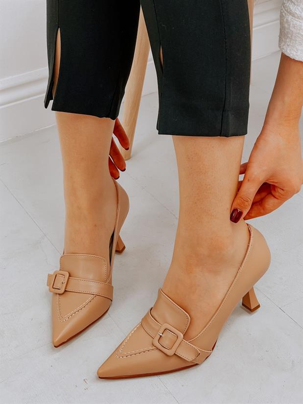 Nude Cilt (Kahlo) Toka Detay Kadın Stiletto