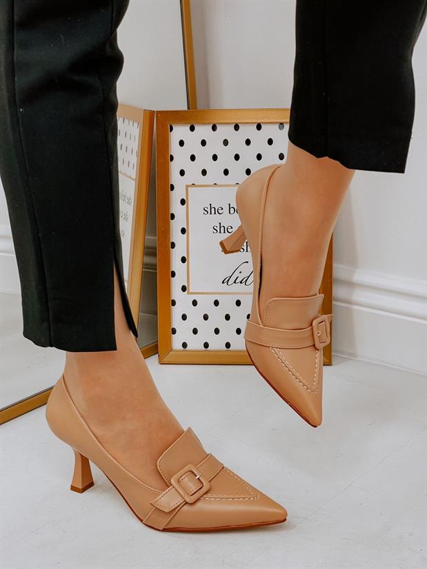 Nude Cilt (Kahlo) Toka Detay Kadın Stiletto