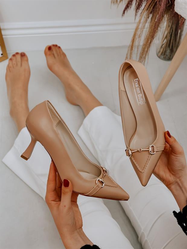 Nude Cilt (MossCross) Toka Detay Kadın Stiletto