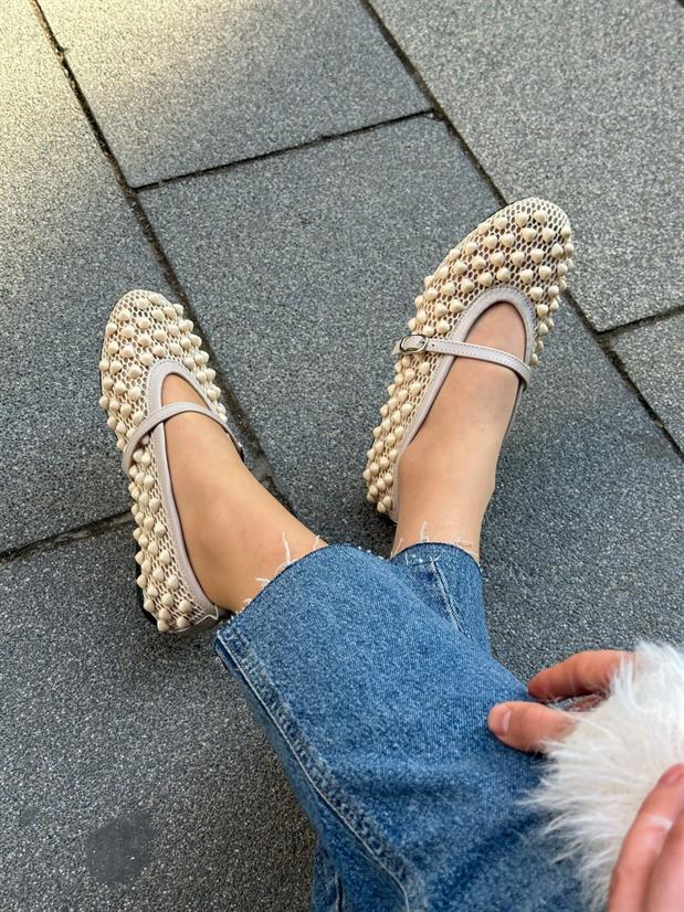 Nude File (Rosy) Boncuk Detay Kadın Babet