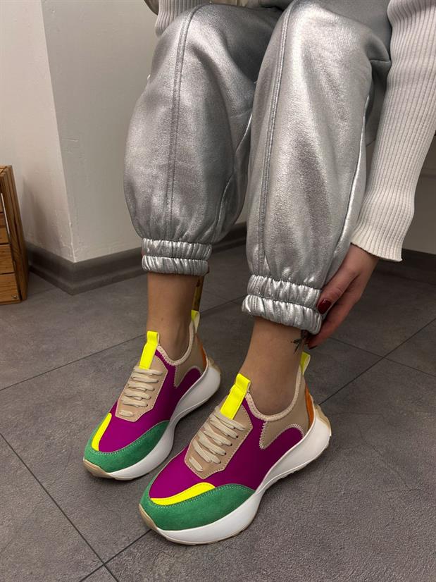 Oranj Mor Triko (Mines) Kadın Bağcıklı Sneakers