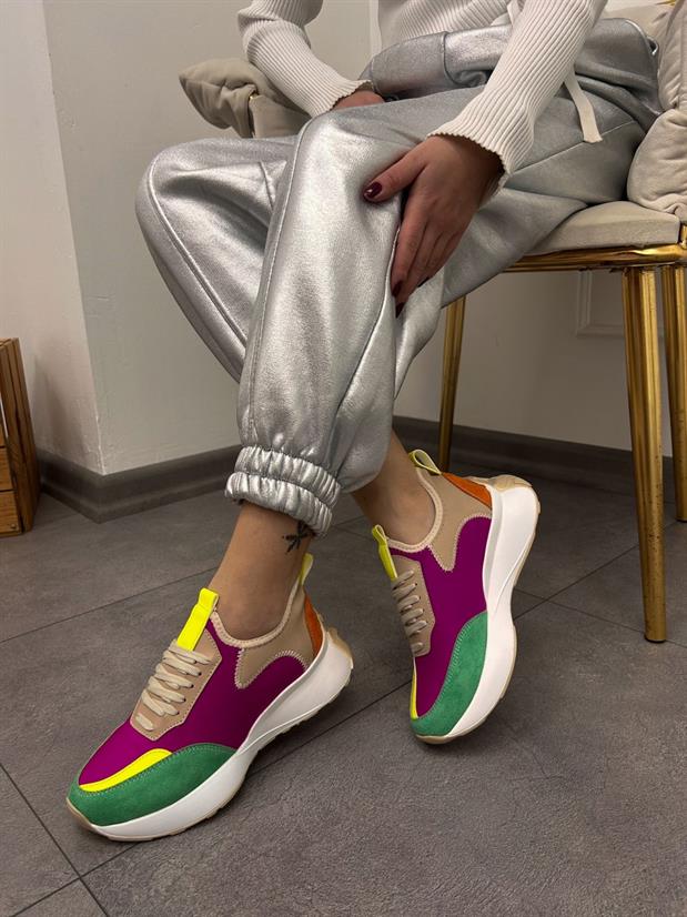 Oranj Mor Triko (Mines) Kadın Bağcıklı Sneakers