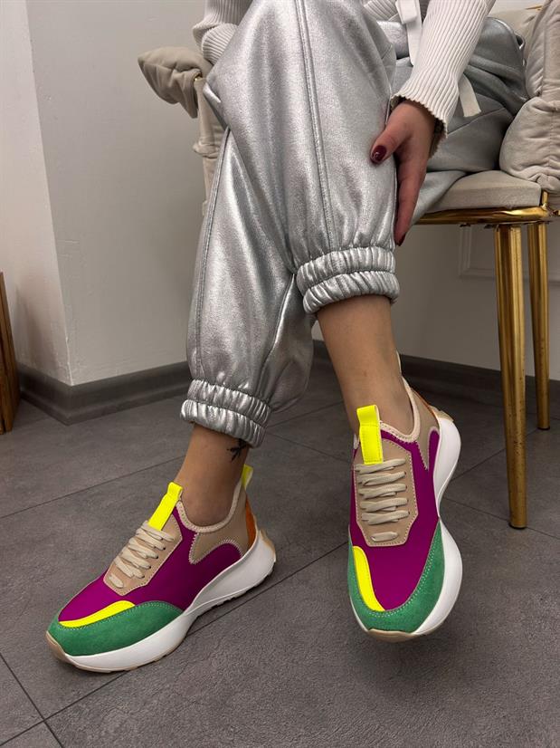 Oranj Mor Triko (Mines) Kadın Bağcıklı Sneakers