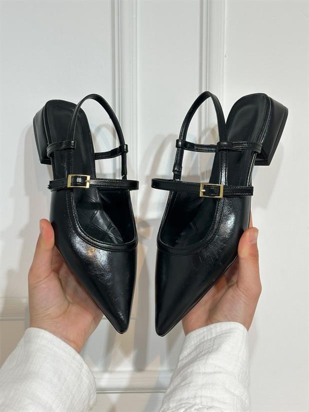 Siyah Cilt (Alina) Kemer Detaylı Kadın Babet