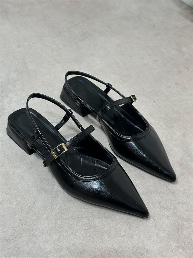 Siyah Cilt (Alina) Kemer Detaylı Kadın Babet