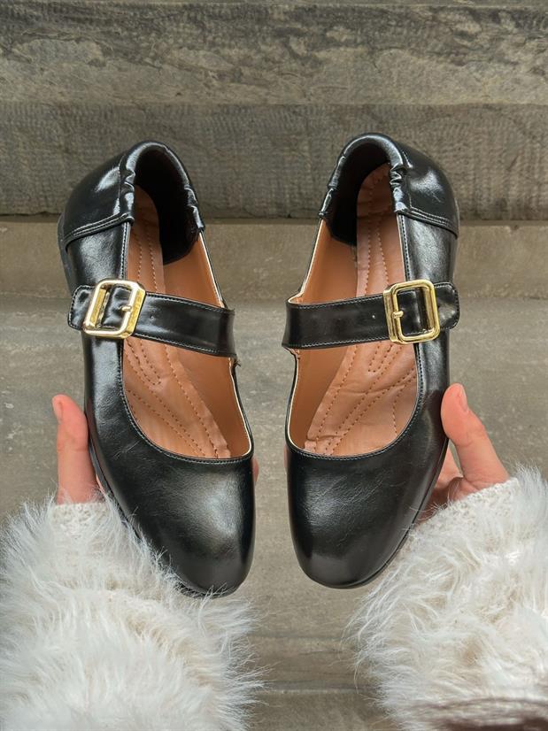 Siyah Cilt (Ceo) Toka Detay Kadın Babet