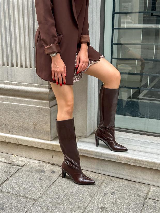 Kahve Cilt (Sophie) Topuklu Kadın Çizme