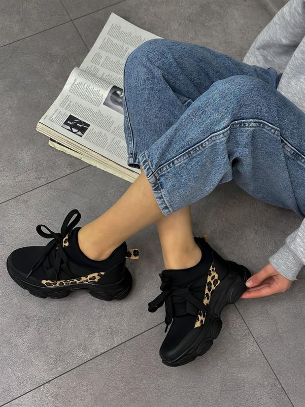 Siyah Dalgıç Kumaş (Ryan) Kadın Sneakers