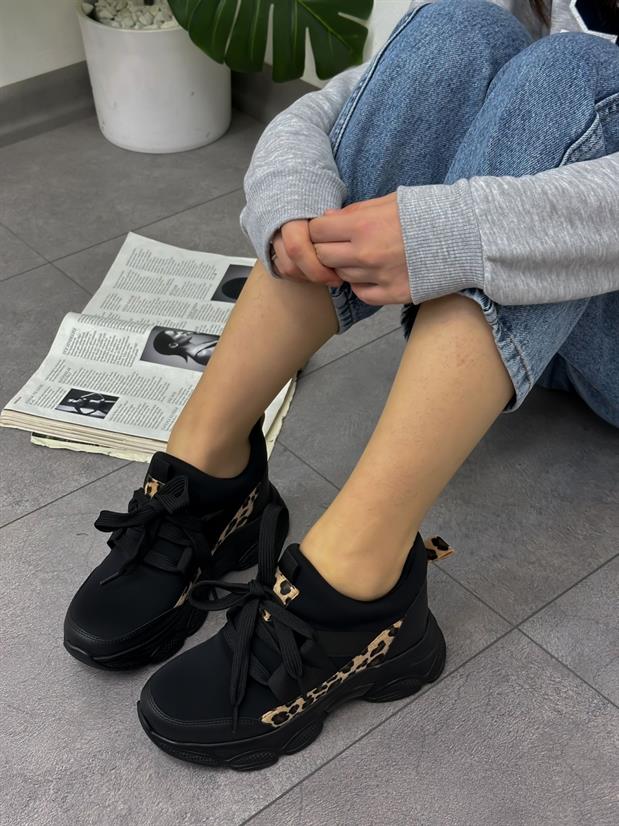 Siyah Dalgıç Kumaş (Ryan) Kadın Sneakers