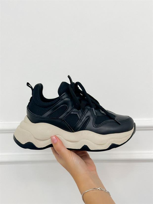 Siyah Deri (Port) Kadın Sneakers