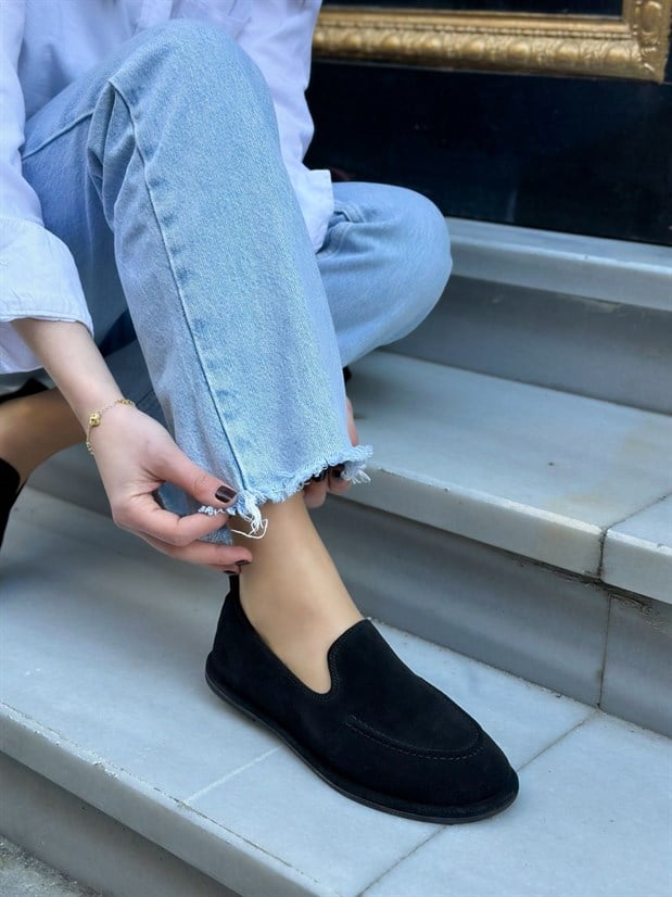 Siyah Hakiki Deri (Raisa) Kadın Ayakkabı