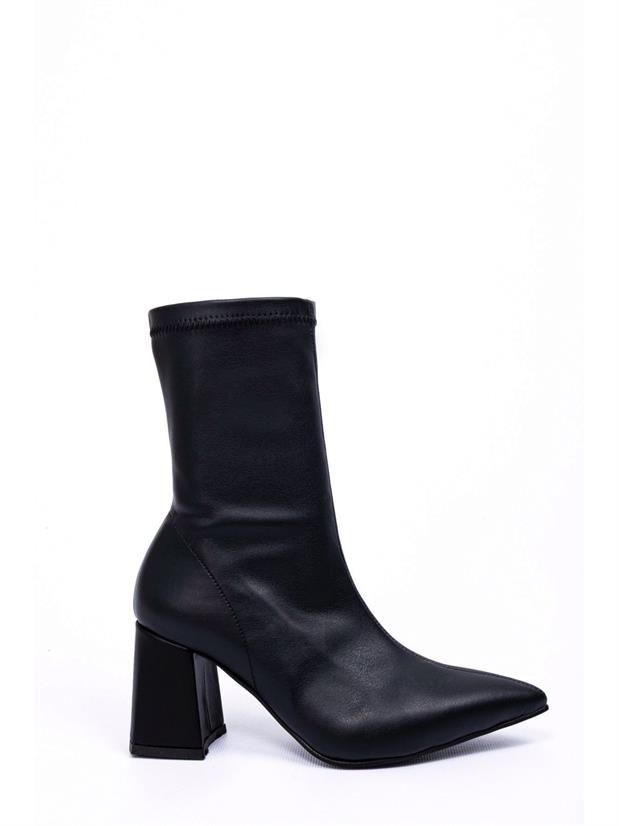 Siyah Streç (Valery) Kadın Topuklu Bot