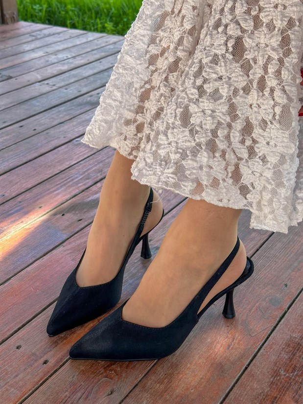 Siyah Süet (Ketty) Kadın Topuklu Stiletto