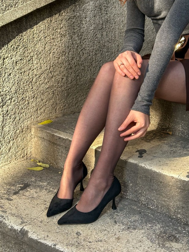 Siyah Süet (Vary) Topuklu Kadın Stiletto