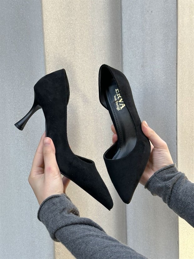 Siyah Süet (Vary) Topuklu Kadın Stiletto