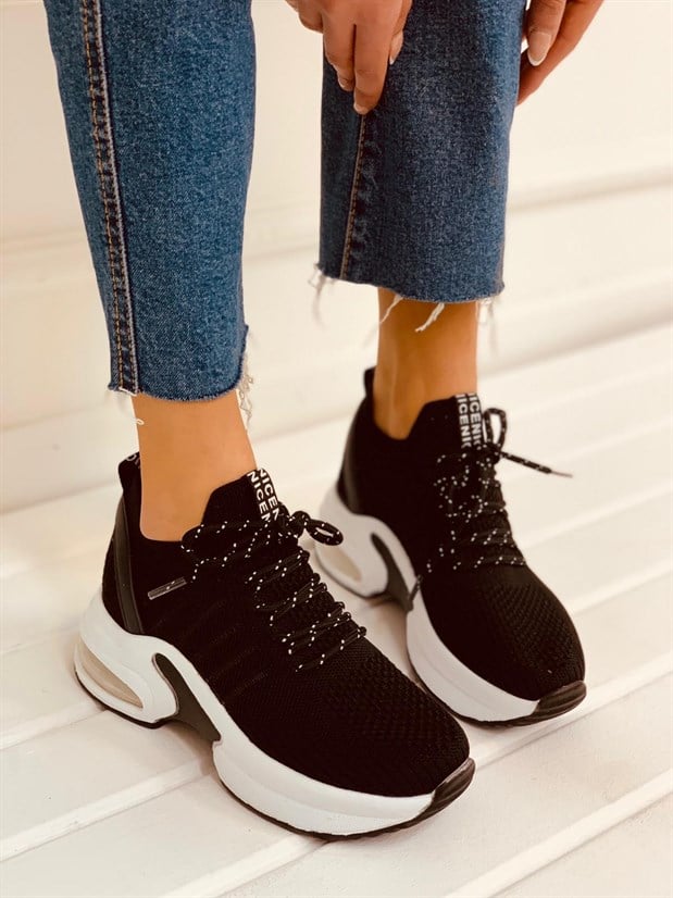 Siyah Triko (Veni) Kadın Sneakers