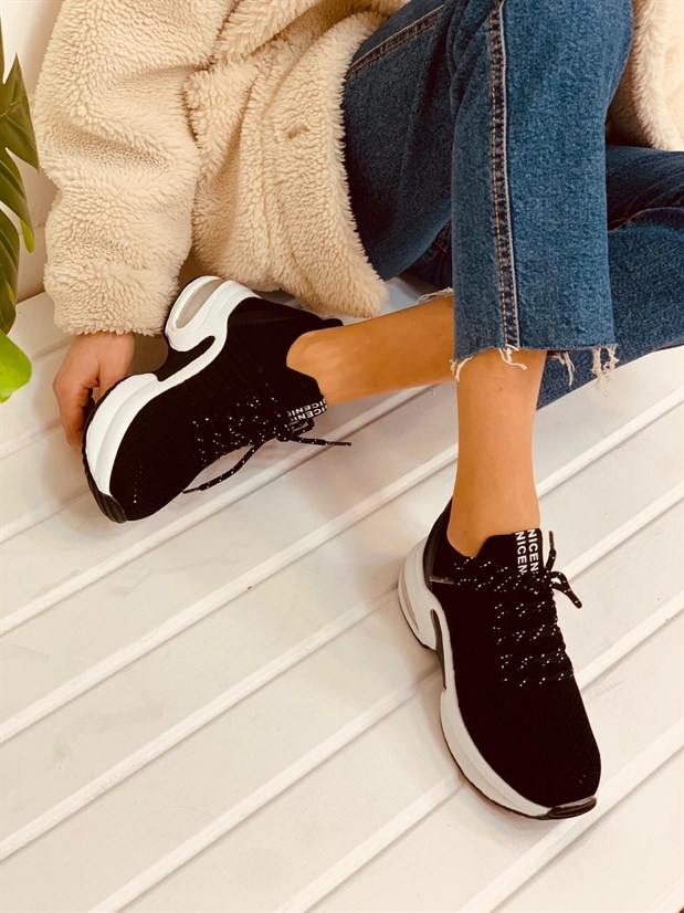 Siyah Triko (Veni) Kadın Sneakers