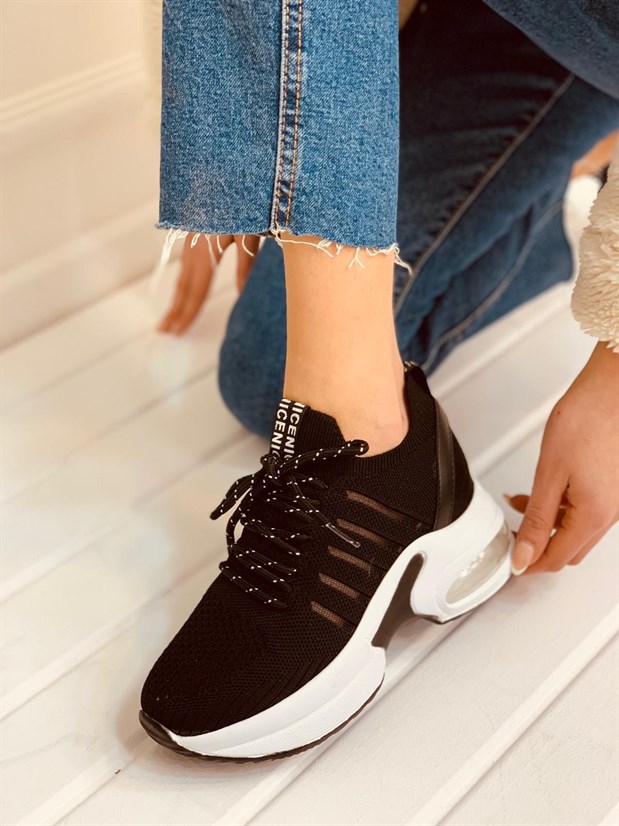 Siyah Triko (Veni) Kadın Sneakers