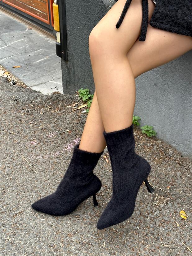 Siyah Triko ( Violette ) Kadın Topuklu Bot