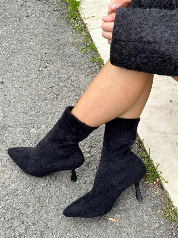 Siyah Triko ( Violette ) Kadın Topuklu Bot