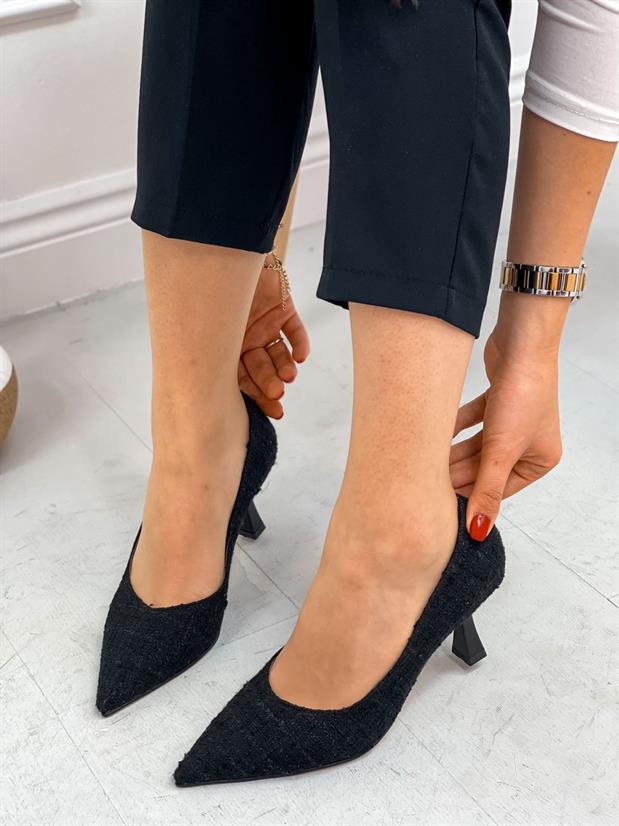 Siyah Tüvit (Freda) Kadın Stiletto