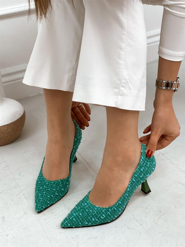 Yeşil Tüvit (Freda) Kadın Stiletto